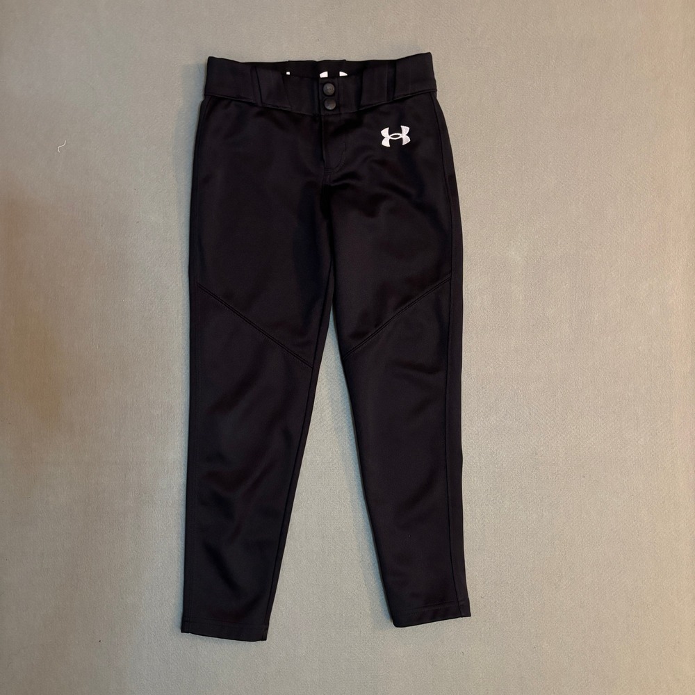 Under Armour Kids Black Baseball Pants Youth XS HeatGear Softshell Tapered Fit